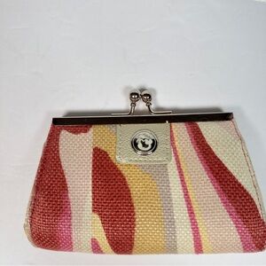 Spartina 449 Multicolor Canvas Kiss-Lock Clutch — Red, Pink, Yellow, Cream